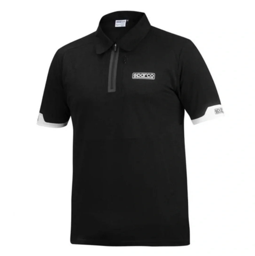SPARCO Fermuarlı Polo Yaka Erkek Tişört Siyah